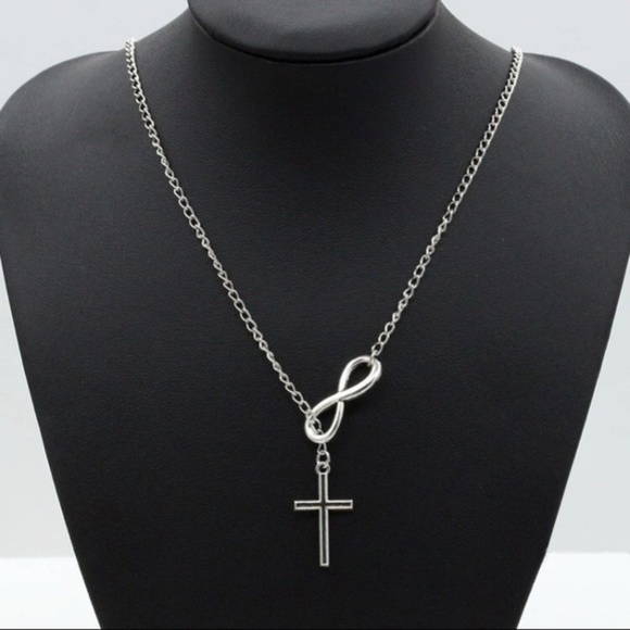 New Silver Infinity Cross Necklace - Picture 2 of 3